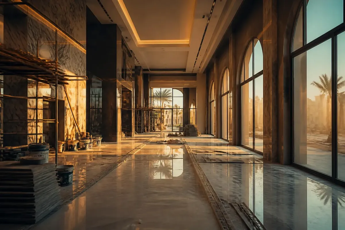 موقع مشروع إنشائي لشركة الفرزان للمقاولات العامة في مدينة الرياض